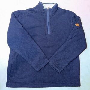 Orvis Men's 1/4 Zip Fleece Lined Pullover Size L Blue Sherpa Pockets Outdoors